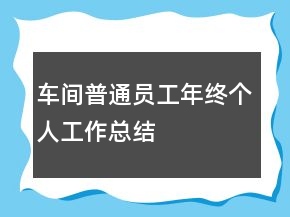 車間普通員工年終個人工作總結(jié)