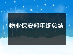 物業(yè)保安部年終總結(jié)