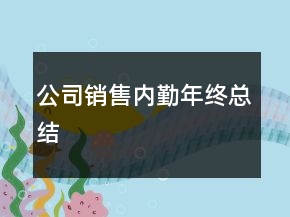 公司銷售內(nèi)勤年終總結(jié)