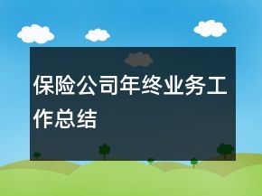保險(xiǎn)公司年終業(yè)務(wù)工作總結(jié)