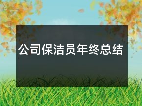 公司保潔員年終總結(jié)