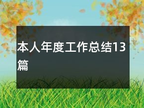 本人年度工作總結(jié)13篇