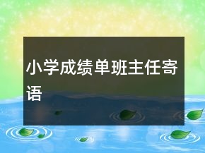 小學(xué)成績(jī)單班主任寄語(yǔ)