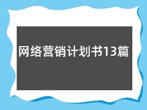 網(wǎng)絡(luò)營銷計劃書13篇