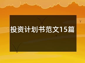 投資計劃書范文15篇