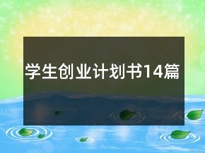 學(xué)生創(chuàng)業(yè)計劃書14篇