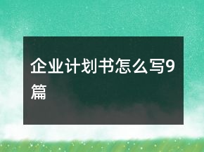 企業(yè)計劃書怎么寫9篇