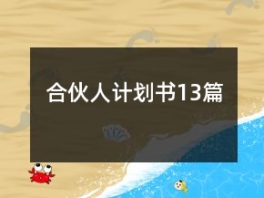 合伙人計(jì)劃書13篇
