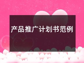 產品推廣計劃書范例