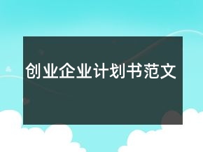 創(chuàng)業(yè)企業(yè)計(jì)劃書范文