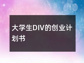 大學(xué)生DIV的創(chuàng)業(yè)計(jì)劃書