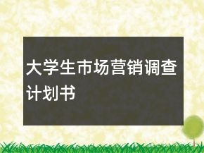 大學生市場營銷調查計劃書