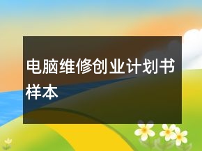 電腦維修創(chuàng)業(yè)計劃書樣本