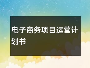 電子商務(wù)項(xiàng)目運(yùn)營(yíng)計(jì)劃書(shū)