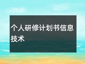 個人研修計劃書信息技術(shù)