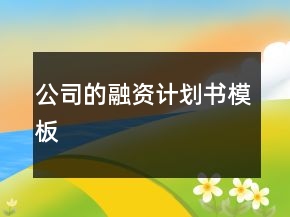 公司的融資計劃書模板