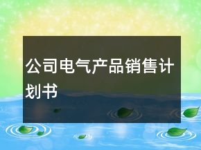 公司電氣產(chǎn)品銷售計(jì)劃書