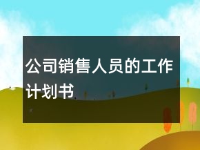 公司銷售人員的工作計(jì)劃書