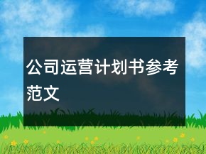 公司運(yùn)營計(jì)劃書參考范文