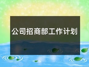 公司招商部工作計劃