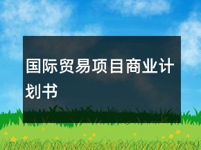 國際貿(mào)易項目商業(yè)計劃書