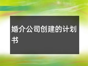 婚介公司創(chuàng)建的計(jì)劃書
