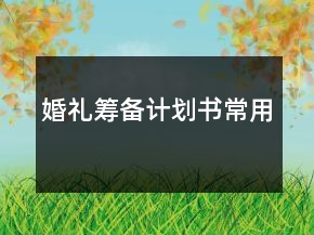 婚禮籌備計劃書常用