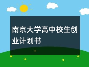 南京大學(xué)高中校生創(chuàng)業(yè)計劃書