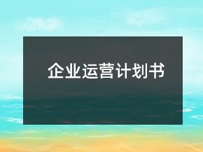 企業(yè)運(yùn)營計(jì)劃書