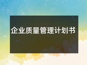 企業(yè)質(zhì)量管理計劃書