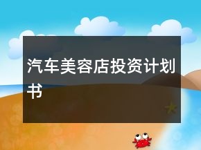 汽車美容店投資計(jì)劃書