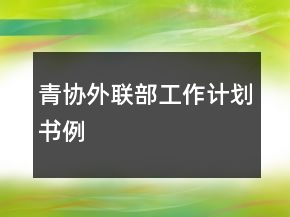 青協(xié)外聯(lián)部工作計(jì)劃書例
