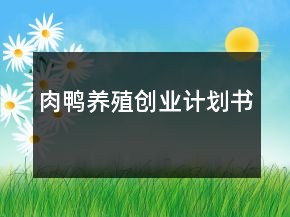 肉鴨養(yǎng)殖創(chuàng)業(yè)計劃書