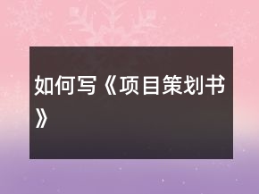 如何寫《項目策劃書》