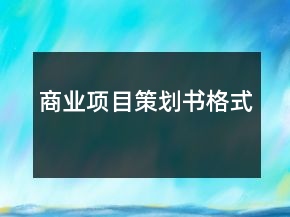 商業(yè)項(xiàng)目策劃書格式