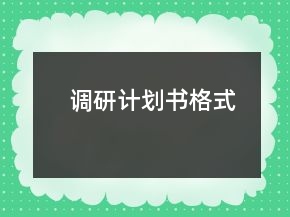 調(diào)研計劃書格式