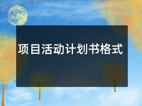 項目活動計劃書格式
