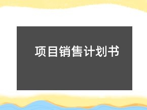 項(xiàng)目銷售計劃書