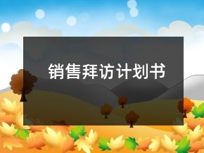 銷售拜訪計(jì)劃書