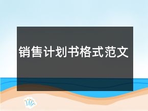 銷售計(jì)劃書格式范文