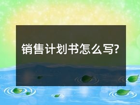 銷售計(jì)劃書怎么寫?