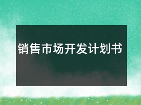 銷售市場開發(fā)計劃書