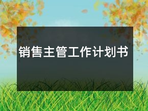銷售主管工作計(jì)劃書