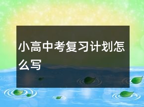 小高中考復(fù)習(xí)計劃怎么寫