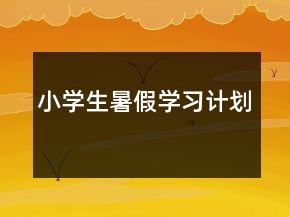 小學(xué)生暑假學(xué)習(xí)計(jì)劃