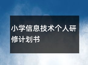 小學(xué)信息技術(shù)個人研修計劃書