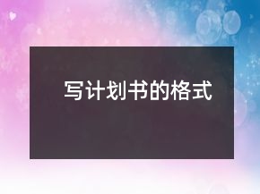 寫計(jì)劃書的格式