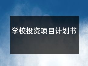 學(xué)校投資項(xiàng)目計(jì)劃書