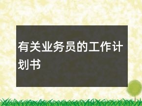 有關(guān)業(yè)務(wù)員的工作計(jì)劃書
