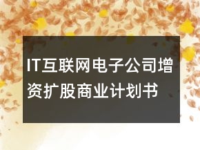 IT互聯(lián)網(wǎng)電子公司增資擴(kuò)股商業(yè)計(jì)劃書(shū)范文